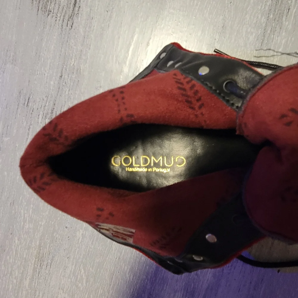 Goldmud Red Velvet Lace-Up Boots *Handmade in Portugal* - Picture 9 of 12